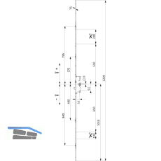 MACO MFV-Schloss G-TS PT i.S, DM 55 mm,Stulp 2200 x 16 x 3 mm eckig,silberfrbig