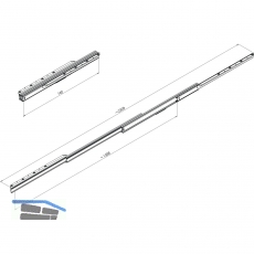 Ausziehtischfhrung CLASSIC, Auszugslnge 2300 mm, 90 kg, Stahl verzinkt