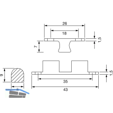 Doppelkugelschnapper, 8 x 43 mm, Messing poliert