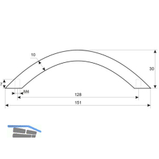 Griff Meduna  10 mm, LA 128 mm, Breite 151 mm, Stahl vernickelt matt