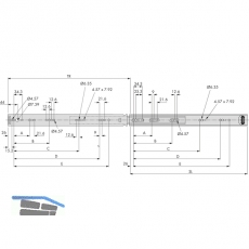ACCURIDE 2601 Kugelkfigfhrung - Vollauszug, Lnge 200 mm, Stahl chromatiert