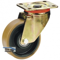 Schwerlastlenkrolle Polyurethanbereifung u. Gussfelge 200x50mm/Platte 140x110mm