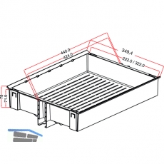 NINKA HSA Einhngeschale mit Reling, 349,4 x 78 x 440, KB 400, alugrau