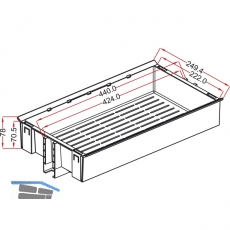 NINKA HSA Einhngeschale mit Reling, 249,4 x 78 x 440, KB 300, alugrau