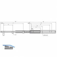 ACCURIDE 5517 Kugelkfigfhrung - berauszug, L 600 mm Stahl chromatiert