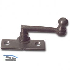 Fensterreiber m. Eisenknopf auf eckiger, austrag. Platte, 15 mm, Stahl blank