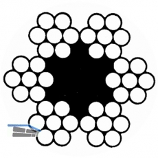 Drahtseil DIN 3055  3-5 mm 6x7 Litzen + 1 verzinkt PVC ummantelt