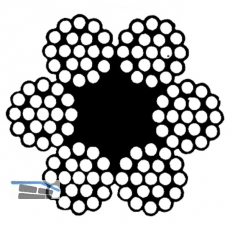 Drahtseil DIN 3055  8 mm 6x19 Litzen + 1 FE verzinkt