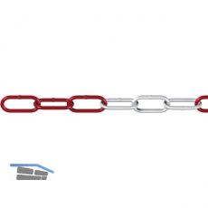 DIN5685-1 Absperrkette rot-wei verzinkt 6 mm 1 Bund=15 Meter