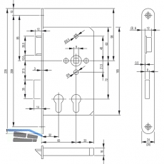 Fluchttrschloss 2328 fr 2 PZ, 1-flg, Funk. E, rechts, Edelstahl