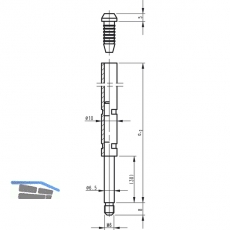 Treibriegelstange BKS 9006, 2000 mm, m. Gleitstopfen f. oben, Stahl verzinkt