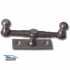 Doppelreiber mit Eisenknopf auf eckiger, gerader Platte, 15 mm, Stahl blank