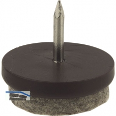 Nagelgleiter mit Filzgleiter und Einschlagstift, rund, 20, KS braun