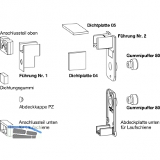 GU-937/934 HS Zubehr-Beutel Fhrungschiene P1786, Laufschiene H= 5 mm, grau