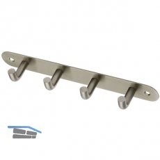 Garderobenleiste Sepa mit 4 Haken, Breite 220 mm, Edelstahl gebürstet