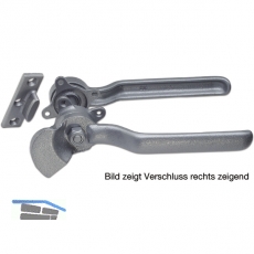 Hebelverschluss beidseitig m. Schlieblech, rechts, Temperguss silberfrbig