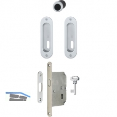 Schiebetrschloss- u. Griffset,DM 50, TS 35-52 mm, BB, Alu chromfarben satiniert