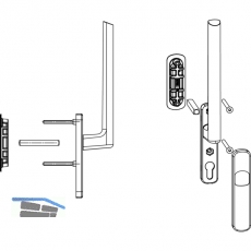 MACO HS Griffgarnitur 12, innen, TS 79-86 mm, Alu silber eloxiert (104247)