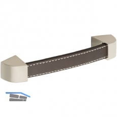 Mbelgriff Agliano LA128, B147, Edelstahl Effekt/Leder braun