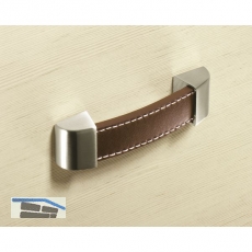 Mbelgriff Agliano LA128, B147, Edelstahl Effekt/Leder braun