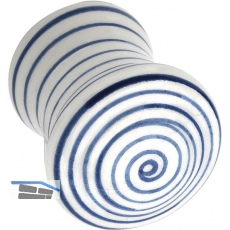 Knopf Paris  29 mm, Tiefe 34 mm, Porzellan wei blau gestreift