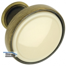 Knopf Anaheim 2  30 mm,Tiefe 26 mm, ZN/Kunststoff altmessing brniert/beige