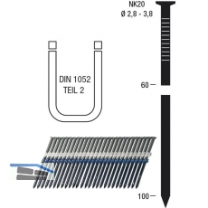 Nagelstreifen NK20 3,8 x 120 mm HBK blank geharzt Kunststoffgebunden 20 Grad