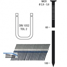 Nagelstreifen NK20 2,8 x 70 mm verzinkt Kunststoffgebunden 20 Grad