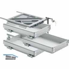 HETTICH SYSTEMA TOP 2000 Container-Set Silent System, Teilauszug, ET 530 mm, alu
