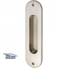 Schiebetrmuschel oval 38 x 152 mm, ungelocht, Messing vernickelt matt PVD