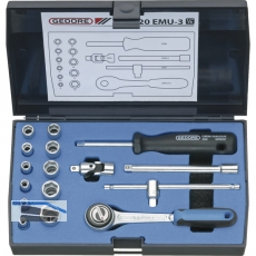 GEDORE Steckschlssel-Satz 20EMU-10 1/4\&quote;vierkant mit Umschaltknarre 16-teilig
