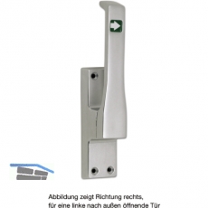 Trtreibriegel aufliegend Pfeil, eckig, links, Hub 23 mm, silber eloxiert