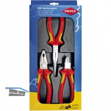 KNIPEX Zangen-Set VDE Elektro-Paket 3-tlg.Kombi-Flachrundzange, Seitenschneider