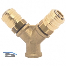 Druckluft Verteiler Messing mit IG 3/8\&quote; und 2 Euro Kupplungen