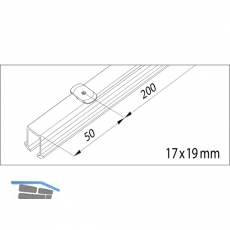 EKU CLIPO 16 H Einfach- Laufschiene mit Drehriegel, Lnge 2500, Aluminium