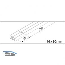 EKU CLIPO 16 GPK/GPPK/GK/GS Doppellaufschiene, Aufschrauben, 2500, Alu elox.