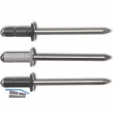 Mehrbereichsniete FRK 4.0x 9.5 Aluminium mit Edelstahldorn RAL7005 hellgrau