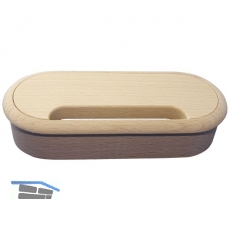 Kabeldurchgang oval, Holz, 57 x 143 mm, Buche roh