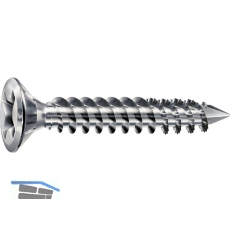SPAX-FEX CUT Beschlagschraube 4.0x38 PH 2 Kopf 7 mm Stahl silber PVC-Holzprofile