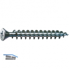 SPAX kleiner Senkkopf 4.0x 30 Vollgewinde Pozidriv 2 Kopf  7mm verzinkt-blau