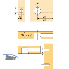 HETTICH RASTEX 15 Exzenter ohne Abdeckrand, Bohr 15, Plattenst. 19