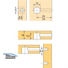 HETTICH RASTEX 15 Exzenter mit Abdeckrand, Bohr 15, Plattenst. 19