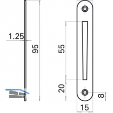 Schlieblech zu Einstemmzunge, abgerundet, 95 x 15 x 1,25 mm, Stahl verzinkt