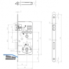 DORMAKABA Einstemmschloss ergo WC, DM 50, Stahl verzinkt silberfrbig