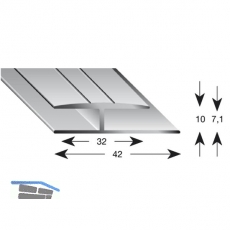 Gleitabschlussprofil H Alu silber eloxiert 7/2700 mm