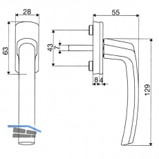 MACO Fenstergriff HARMONY - verdeckt geschr., Nocken 12, VK 7x32, titan elox.