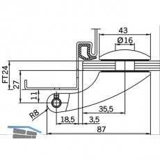 Trband Flgelteil DORMA Arcos Office 25.230, Glas 8-10 mm, silber eloxiert
