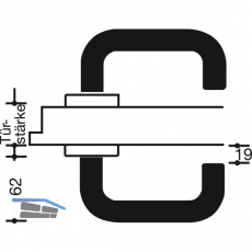 HEWI Drckerlochteil 111.23 R - Polyamid, links, 9 mm, tiefschwarz