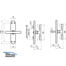 GRUNDMANN Fenstertrieb WG ELEGANT 520 - gerade, Alu poliert