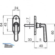 GRUNDMANN Fenstergriff ALT-WIEN 904 - sichtbar geschraubt, 7x33, Messing poliert